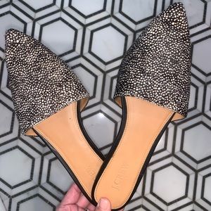J Crew Pointed calf hair slide